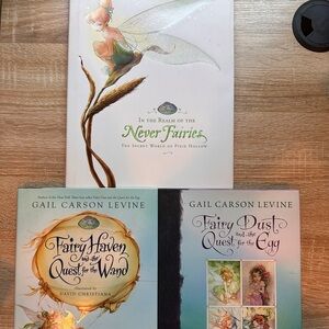 Tinkerbell Neverland Fairies hardcover book lot Gail Carson Levine Never Fairies